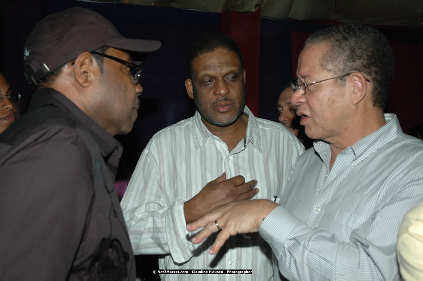 The Hon. Orette Bruce Goldwin, M.P., Prime Minister of Jamaica, Minister of Tourism, Hon. Edmund Bartlett, and Director of Tourism, Basil Smith at the Air Jamaica Jazz and Blues Festival 2008 The Art of Music - Thrusday, January 24, 2008 - Air Jamaica Jazz & Blues 2008 The Art of Music venue at the Aqaueduct on Rose Hall Resort & Counrty Club, Montego Bay, St. James, Jamaica W.I. - Thursday, January 24 - Saturday, January 26, 2008 - Photographs by Net2Market.com - Claudine Housen & Barry J. Hough Sr, Photographers - Negril Travel Guide, Negril Jamaica WI - http://www.negriltravelguide.com - info@negriltravelguide.com...!