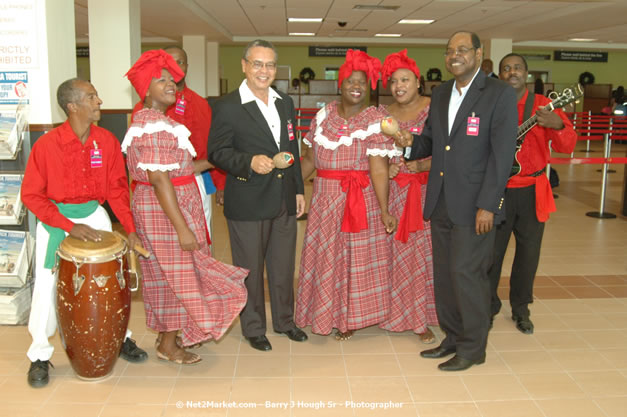 Minister of Tourism, Hon. Edmund Bartlett - Director of Tourism, Basil Smith, and Mayor of Montego Bay, Councillor Charles Sinclair Launch of Winter Tourism Season at Sangster International Airport, Saturday, December 15, 2007 - Sangster International Airport - MBJ Airports Limited, Montego Bay, Jamaica W.I. - Photographs by Net2Market.com - Barry J. Hough Sr, Photographer - Negril Travel Guide, Negril Jamaica WI - http://www.negriltravelguide.com - info@negriltravelguide.com...!