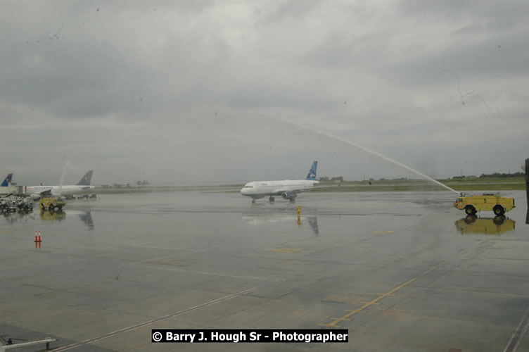 JetBue Airways' Inaugural Air Service between Sangster International Airport, Montego Bay and John F. Kennedy Airport, New York at MBJ Airports Sangster International Airport, Montego Bay, St. James, Jamaica - Thursday, May 21, 2009 - Photographs by Net2Market.com - Barry J. Hough Sr, Photographer/Photojournalist - Negril Travel Guide, Negril Jamaica WI - http://www.negriltravelguide.com - info@negriltravelguide.com...!