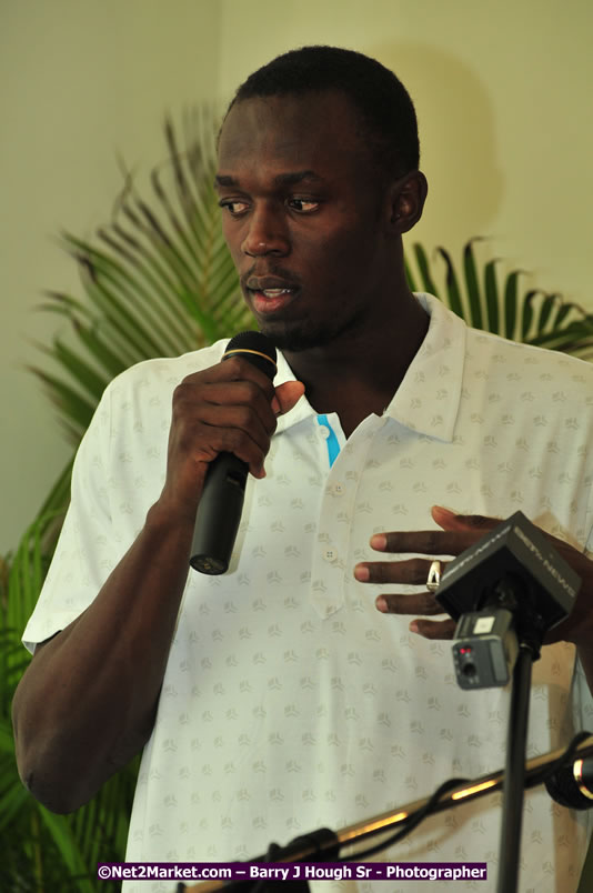 Usain Bolt of Jamaica - The Fastest Man In The World  - Usain Bolt Homecoming Celebrations - Press Conference at the Grand Bahia Principe &amp; Sherwood Content - Waldensia Primary School - Photographs by Net2Market.com - Barry J. Hough Sr. Photojournalist/Photograper - Photographs taken with a Nikon D300 - Negril Travel Guide, Negril Jamaica WI - http://www.negriltravelguide.com - info@negriltravelguide.com...!