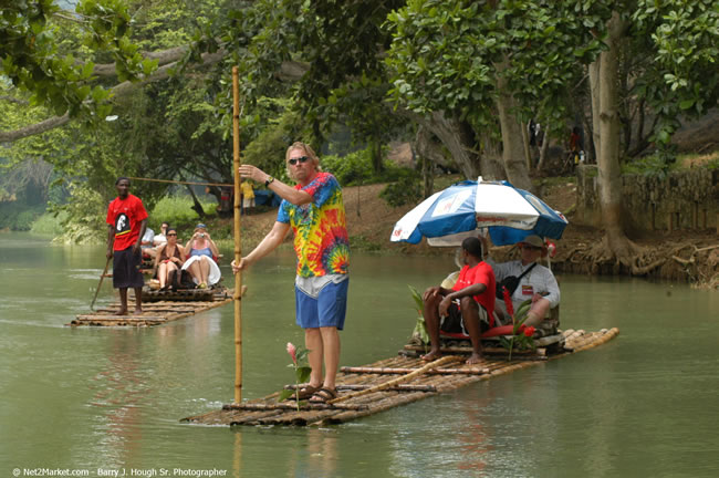 Rafting on the Martha Brae - Virgin Atlantic Inaugural Flight To Montego Bay, Jamaica Photos - Sir Richard Bronson, President & Family, and 450 Passengers - Rafting on the Martha Brae - Tuesday, July 4, 2006 - Negril Travel Guide, Negril Jamaica WI - http://www.negriltravelguide.com - info@negriltravelguide.com...!